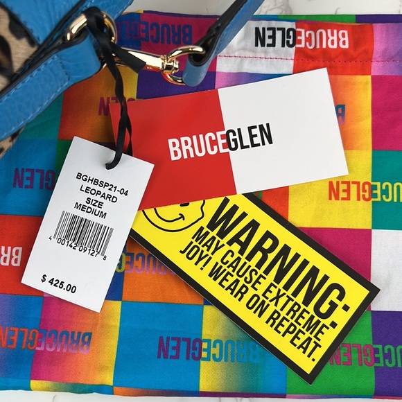 BruceGlen Leopard Bucket Bag Electric Sky Blue - Picture 10 of 16